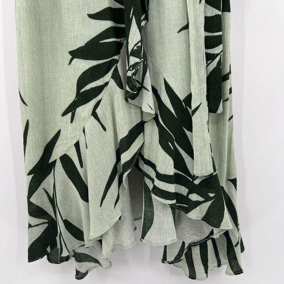 Michael Stars Paradiso Palms Wrap Tropical Green Dress Short Sleeves Size Small - Picture 4 of 10